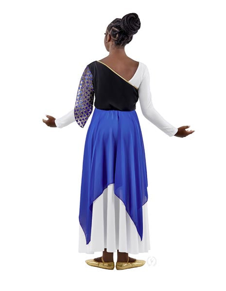 Eurotard 79572 Women's Blessed Grace Single Sleeve Overlay Royal/Gold Back